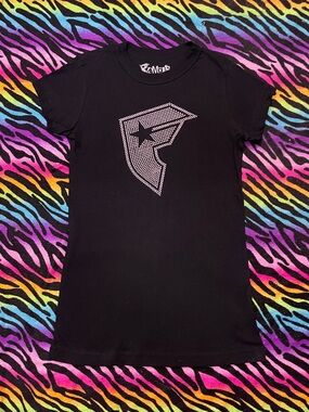 Famous Stars & Straps Black Short-Sleeve Rhinestone Logo Tee